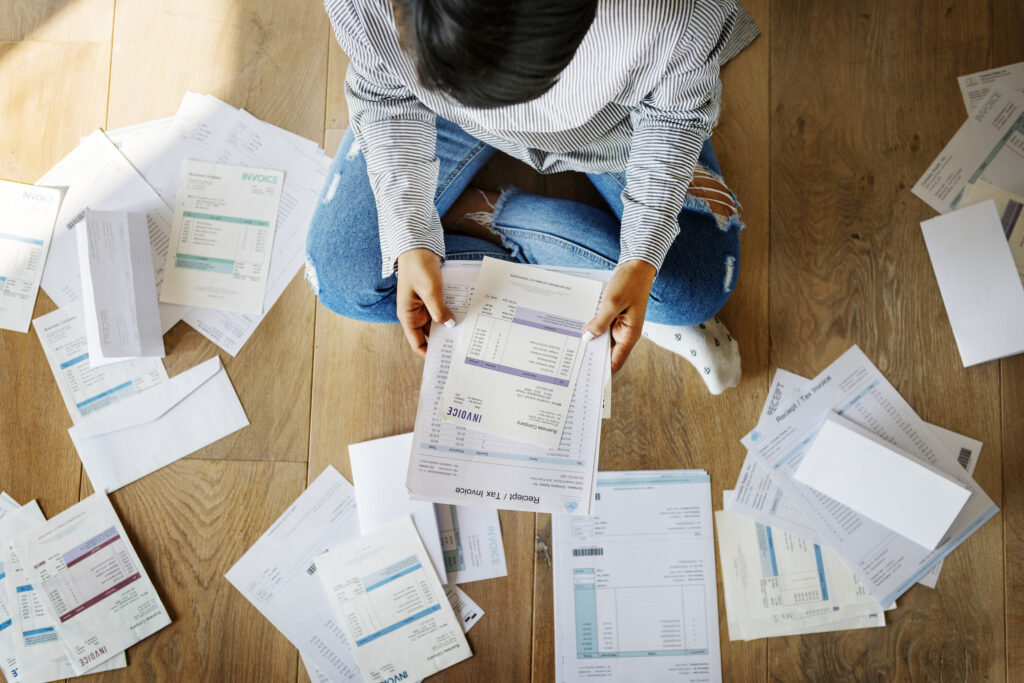 Woman managing her bills